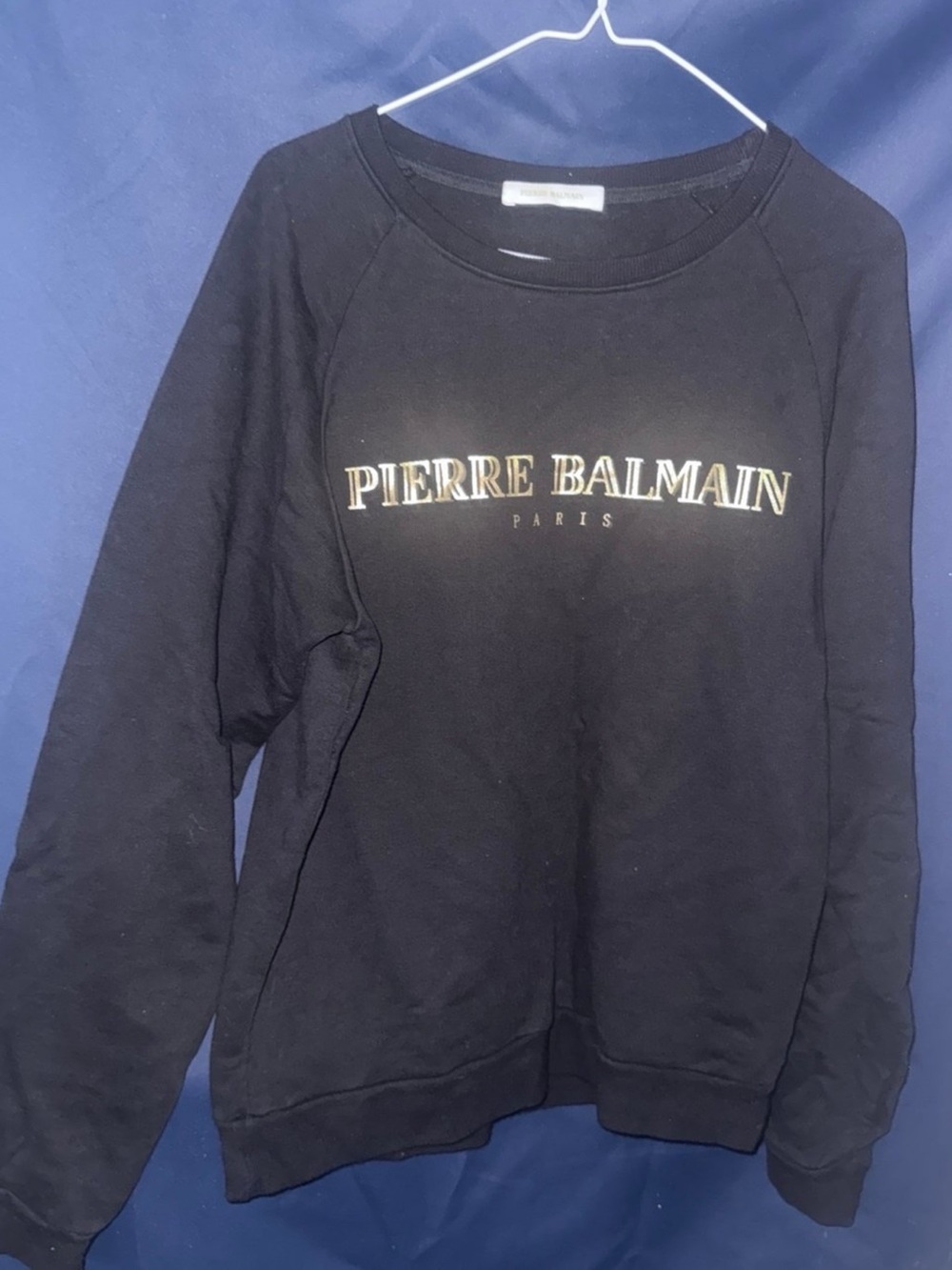Pierre Balmain Black Crewneck Sweatshirt with Gold Logo